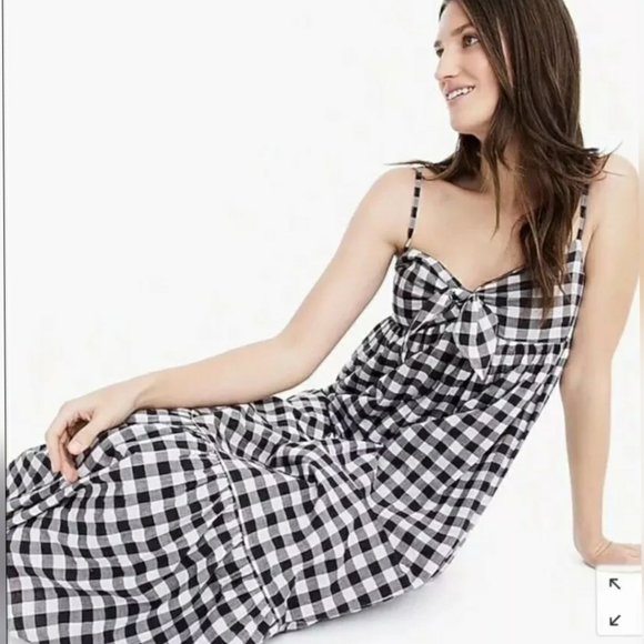 J. Crew Dresses & Skirts - J. Crew Bow Accent Gingham Cotton Midi Dress Sz M